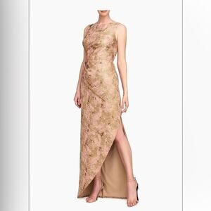 NEW Kay Unger Felix Metallic Abstract Jacquard Column Dress, Size 6, MSRP $358